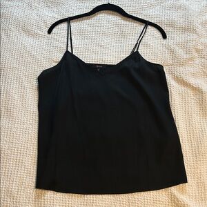 Quince washable stretch silk V neck Black Camisole Top